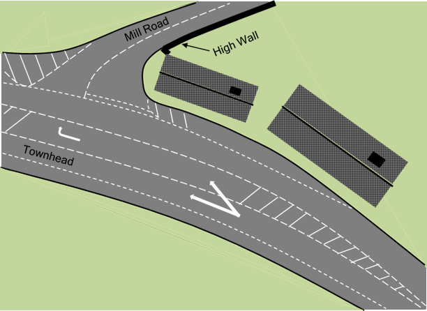 T-junction at Townhead and Mill Road